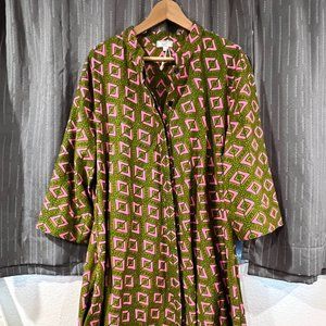 Zuri Shirt Dress in Green and Pink - 2XL